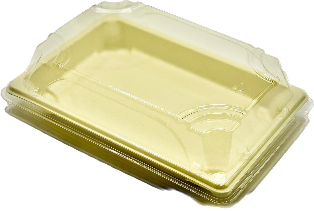 Sushi Schale aus Bagasse / antihaftend / mit PET Deckel / 8 Größe