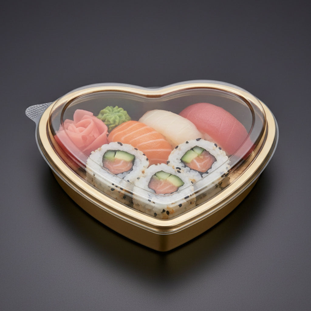Herzbox aus PET mit Klardeckel – 190×186×50 mm, 600 Stück
